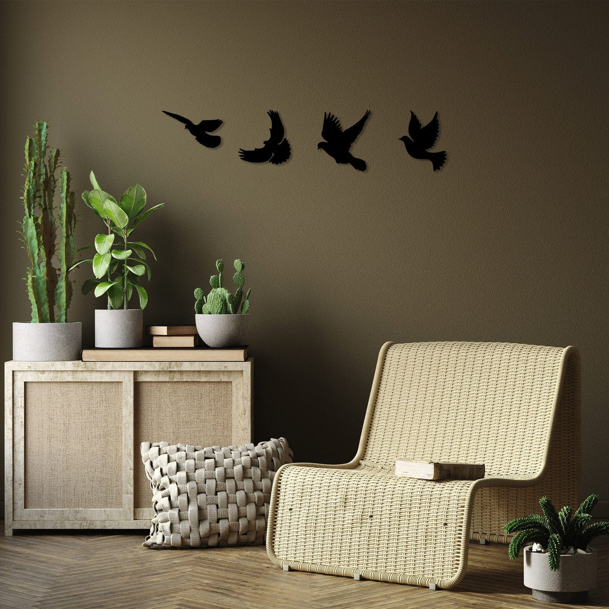 Decoratiune perete PIGEONS- 293, negru, metal