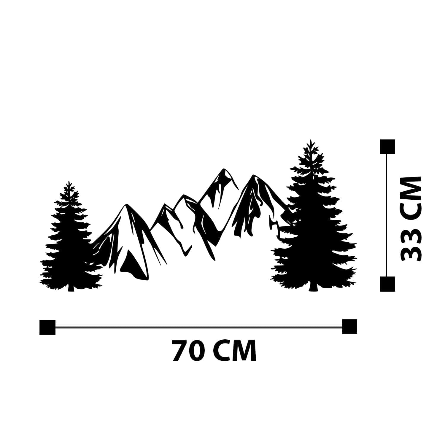 Decoratiune perete PINE, negru, metal, 70x33 cm