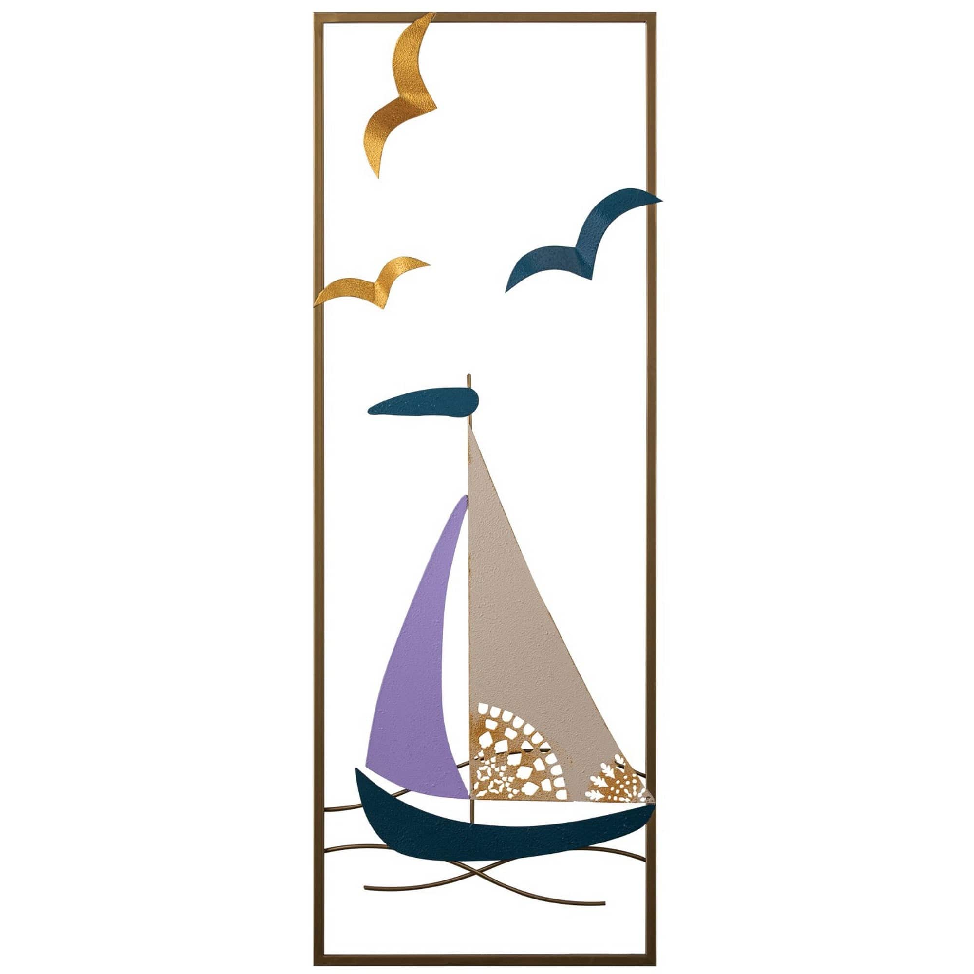 Decoratiune perete PORT DE CANNES-2, multicolor, metal, 32x90 cm