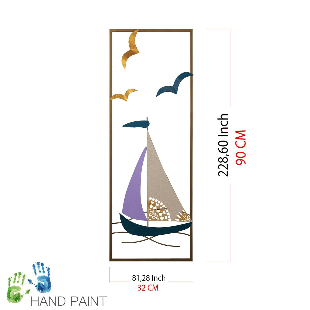 Decoratiune perete PORT DE CANNES-2, multicolor, metal, 32x90 cm