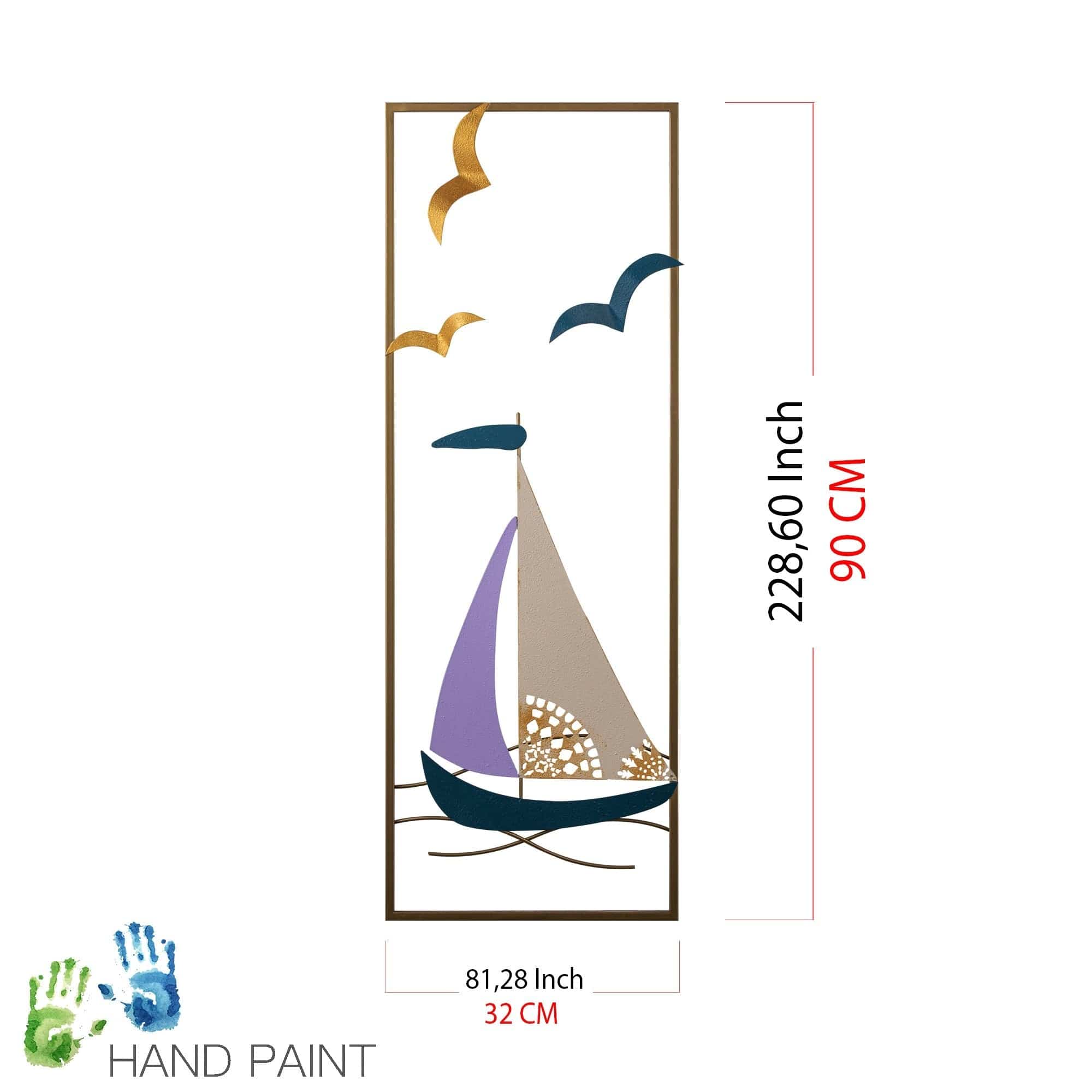 Decoratiune perete PORT DE CANNES-2, multicolor, metal, 32x90 cm