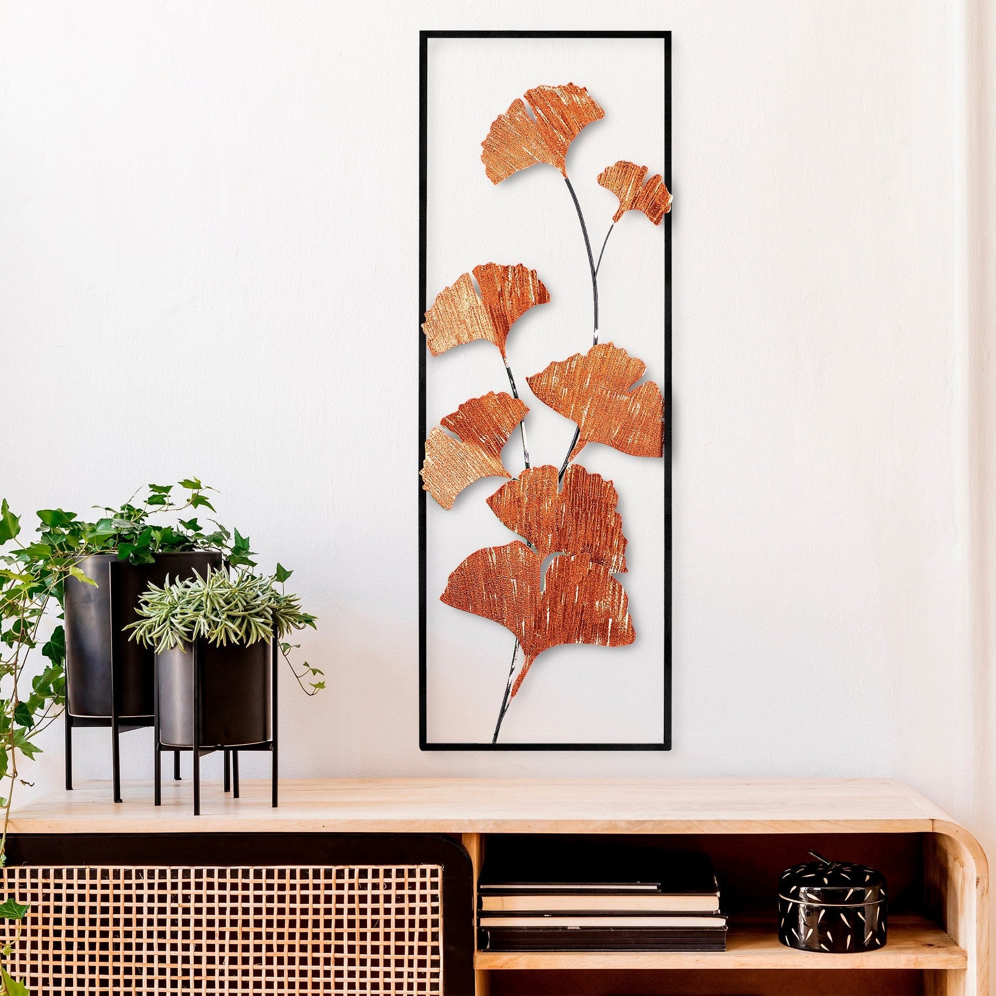 Decoratiune perete RASPBERRY 3, cupru/negru, metal, 32x4x90 cm