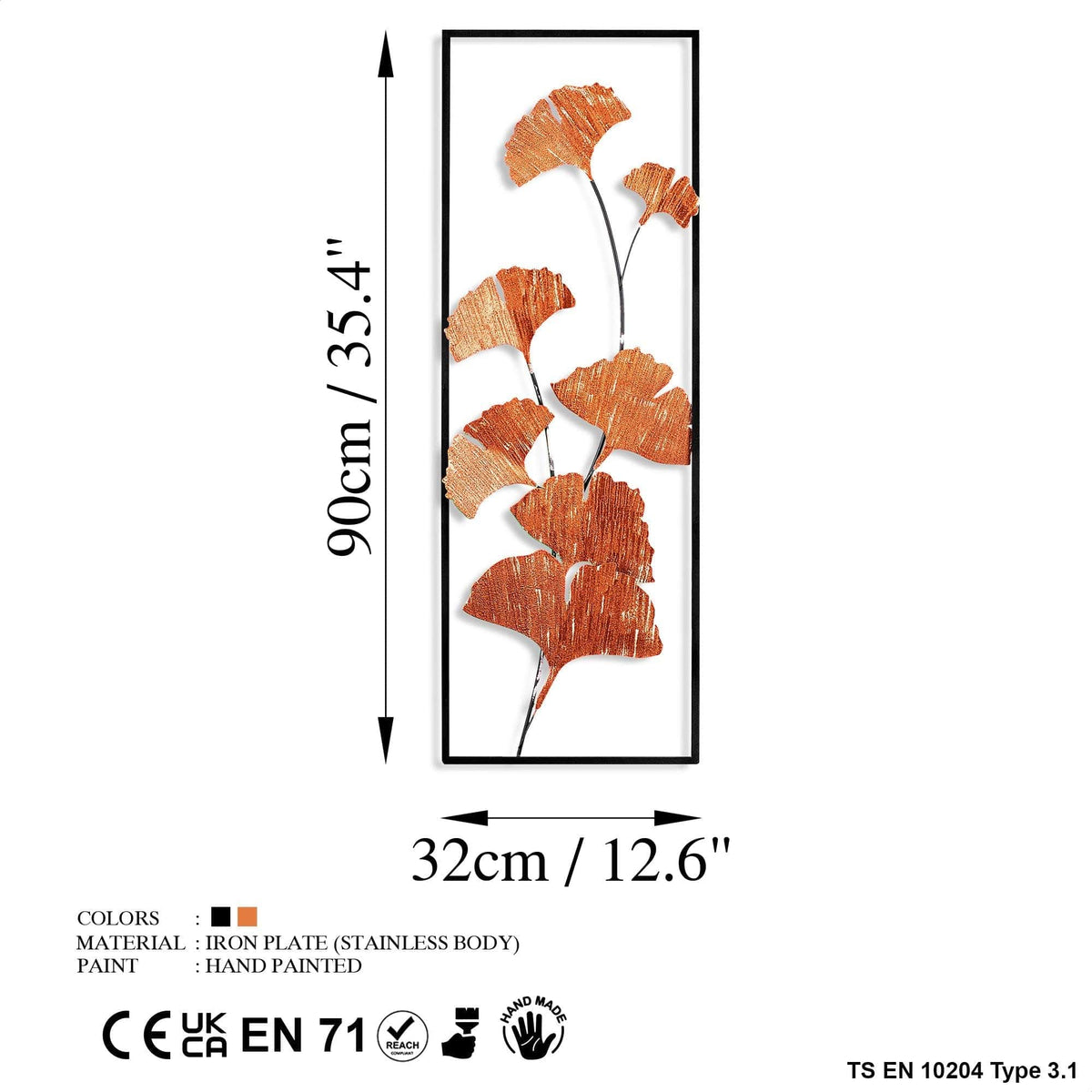 Decoratiune perete RASPBERRY 3, cupru/negru, metal, 32x4x90 cm