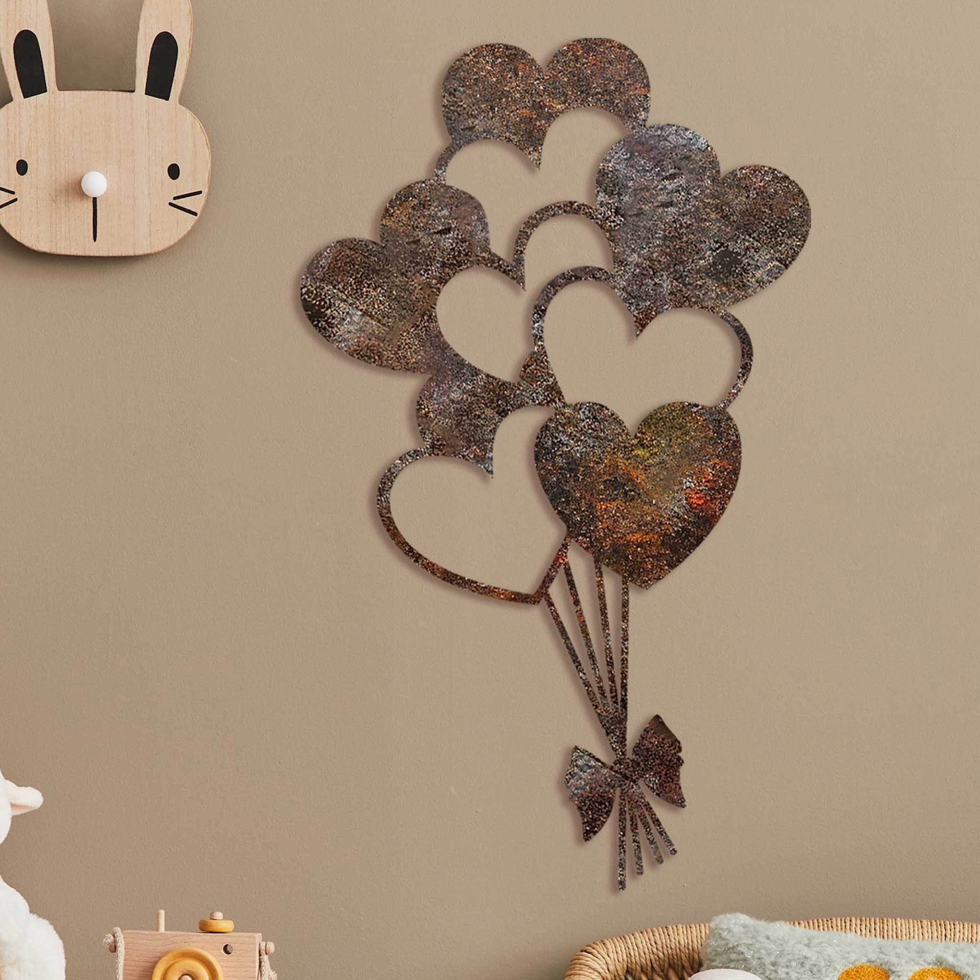 Decoratiune perete RUSTY HEART 1, maro, metal, 21x35 cm