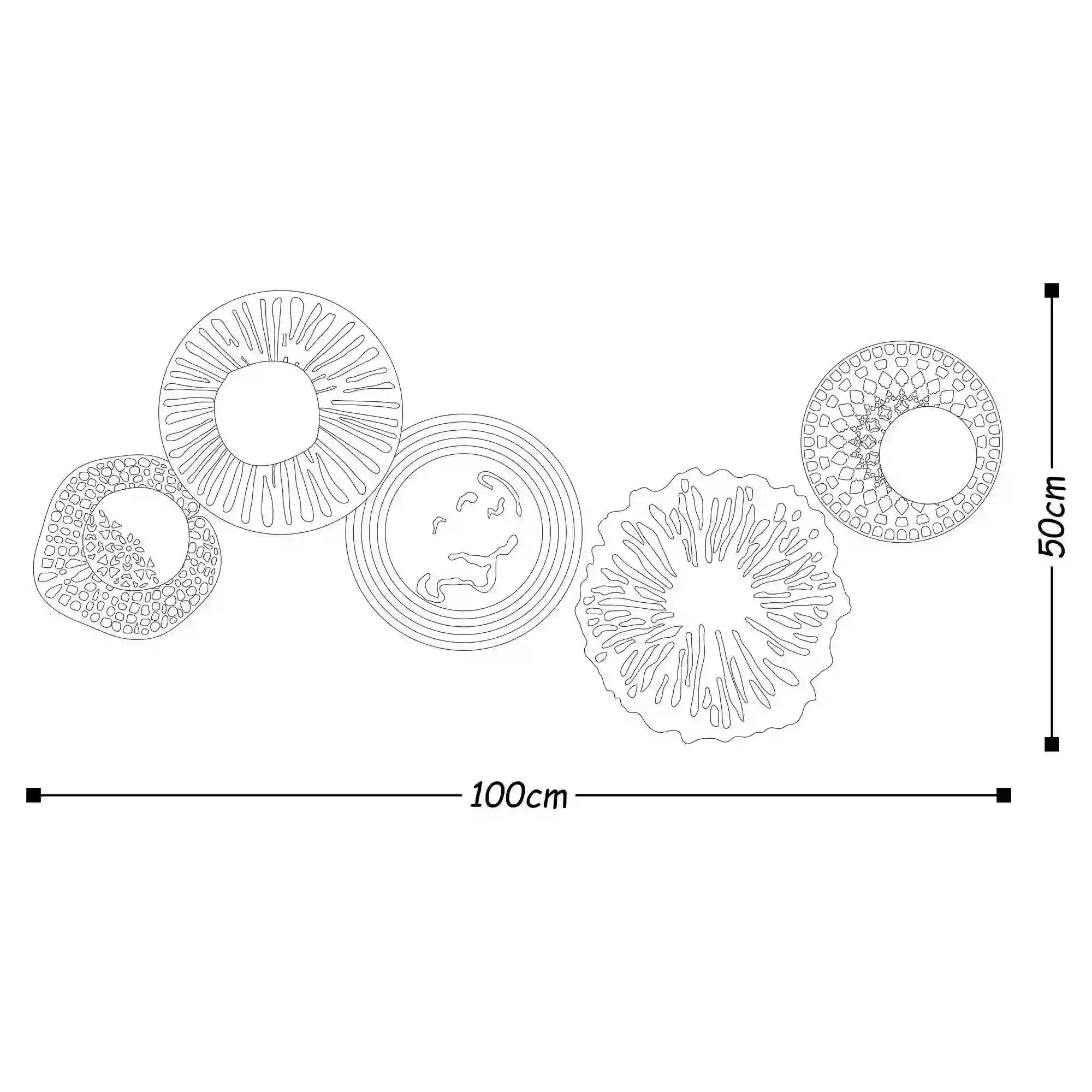 Decoratiune perete SENSUALE, verde/auriu, metal, 100x50 cm