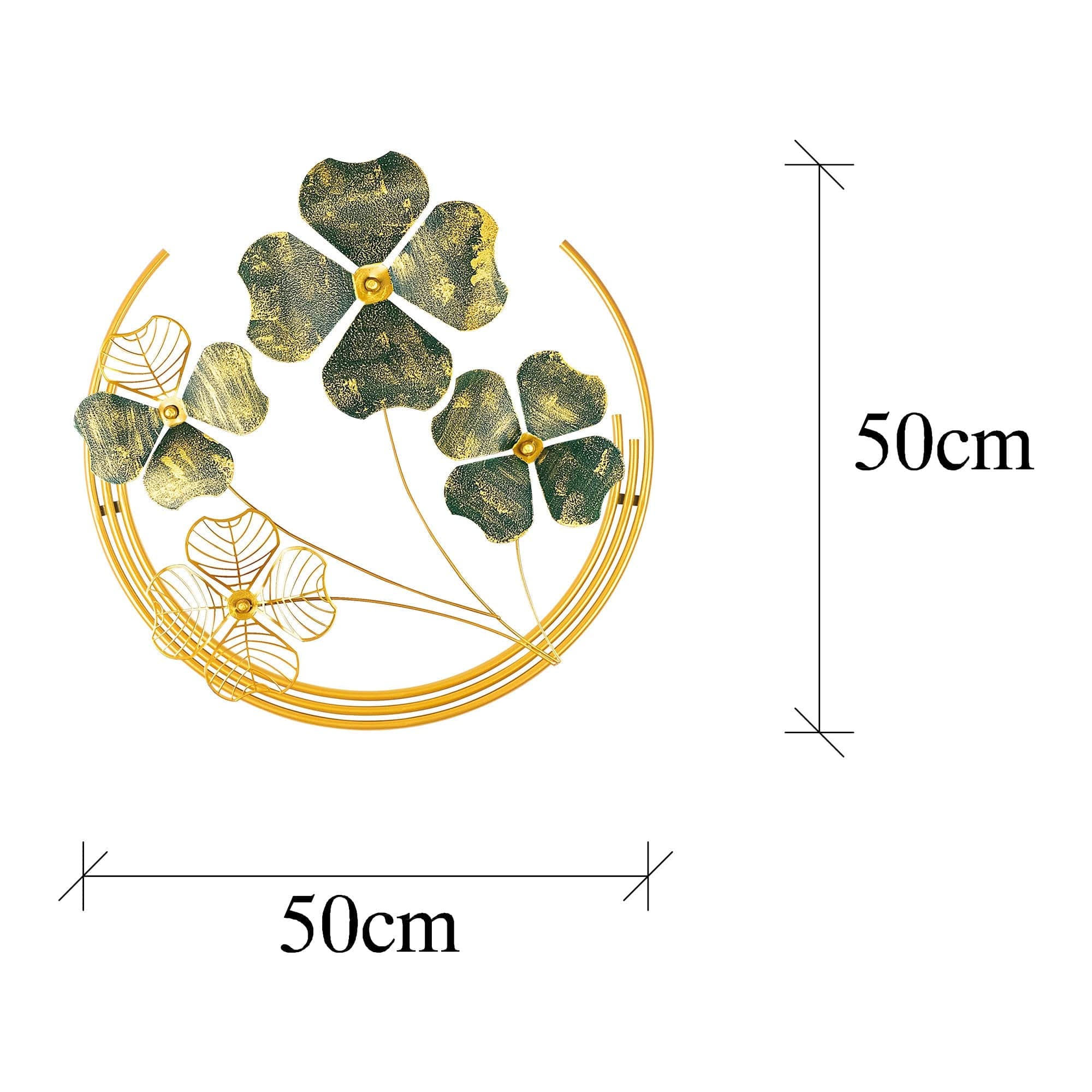 Decoratiune perete SHIHEZI, auriu/verde, metal, 50x50 cm