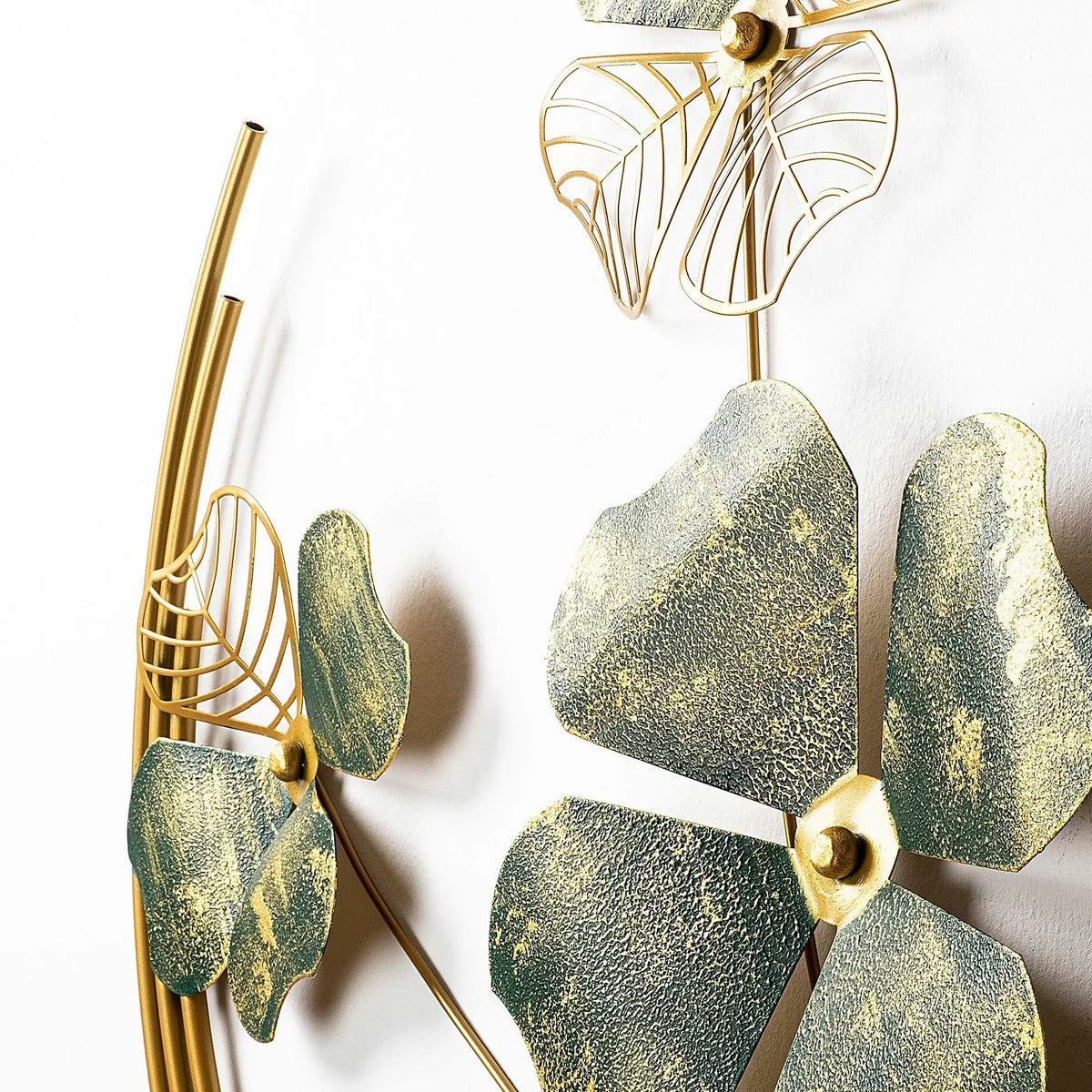 Decoratiune perete SHIHEZI, auriu/verde, metal, 50x50 cm