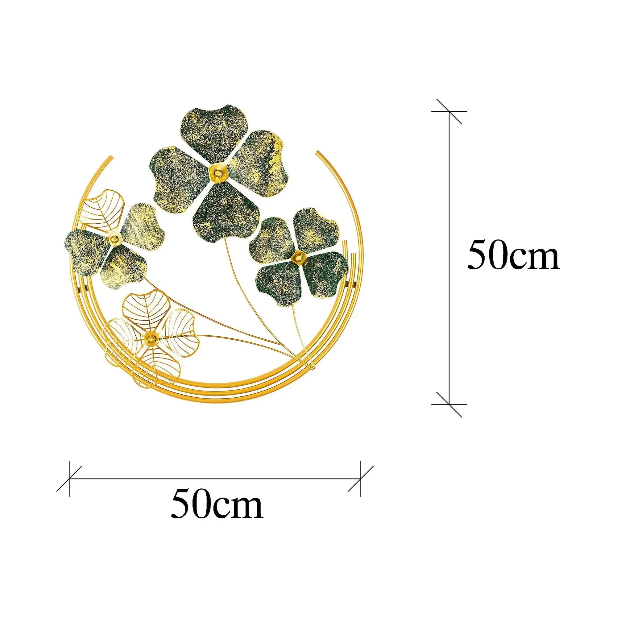 Decoratiune perete SHIHEZI, auriu/verde, metal, 50x50 cm