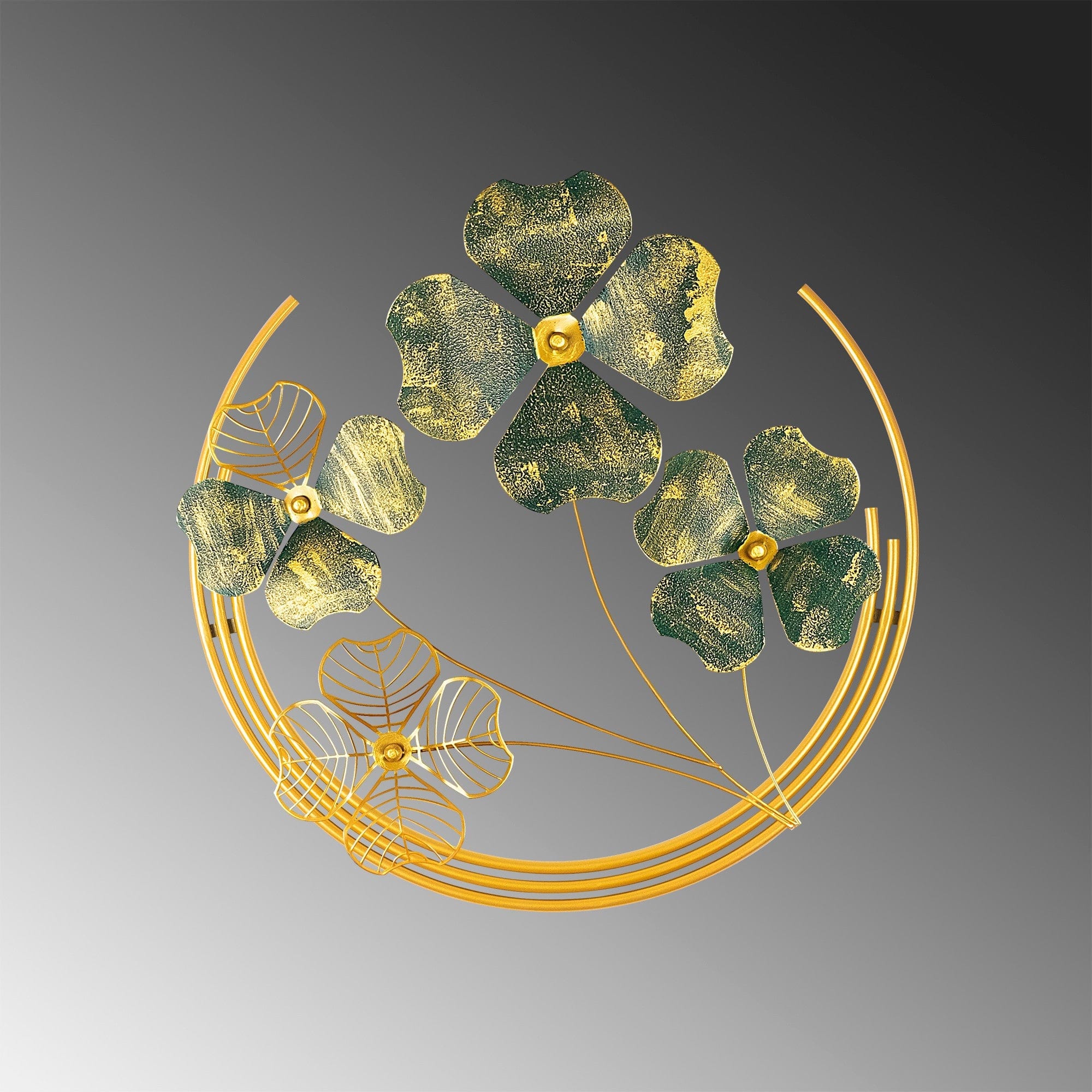 Decoratiune perete SHIHEZI, auriu/verde, metal, 50x50 cm