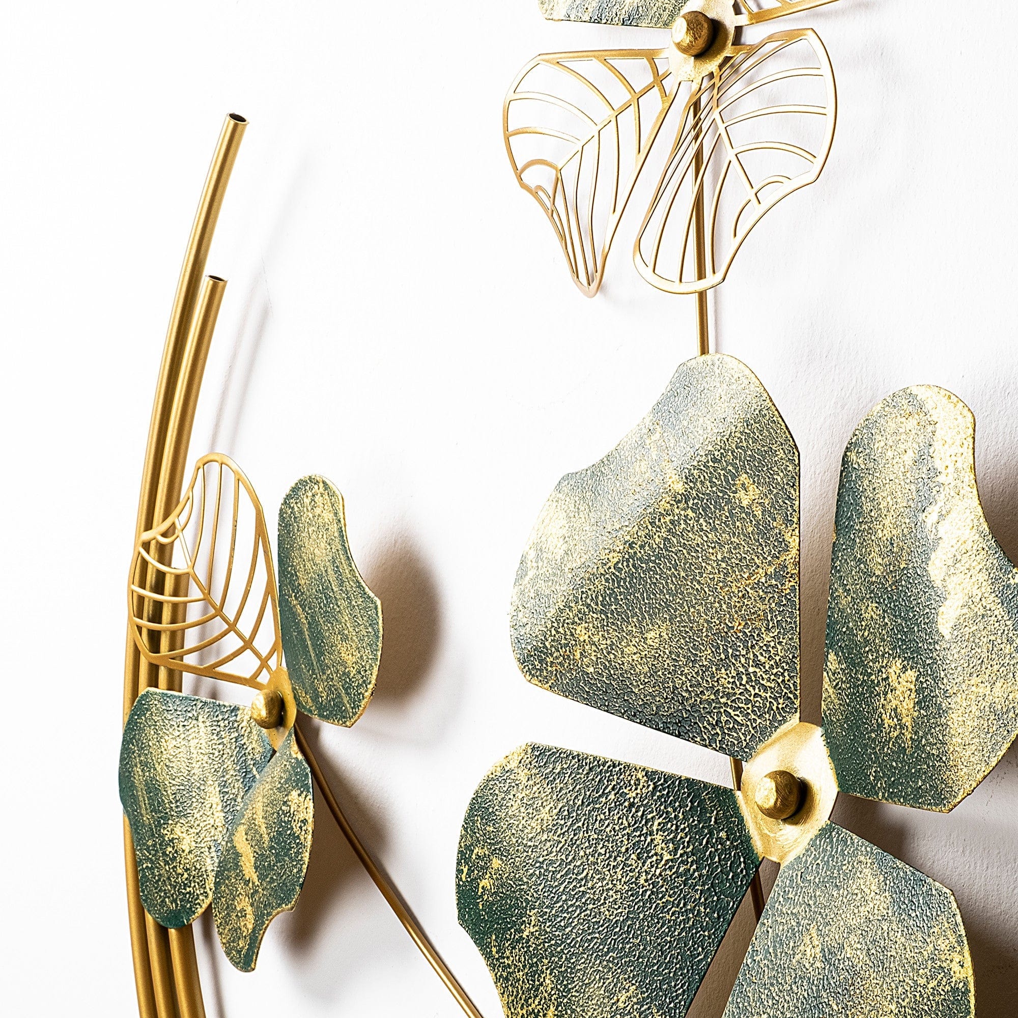 Decoratiune perete SHIHEZI, auriu/verde, metal, 50x50 cm