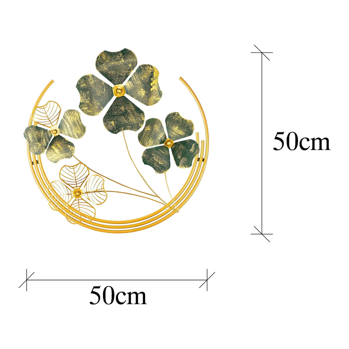 Decoratiune perete SHIHEZI, auriu/verde, metal, 50x50 cm