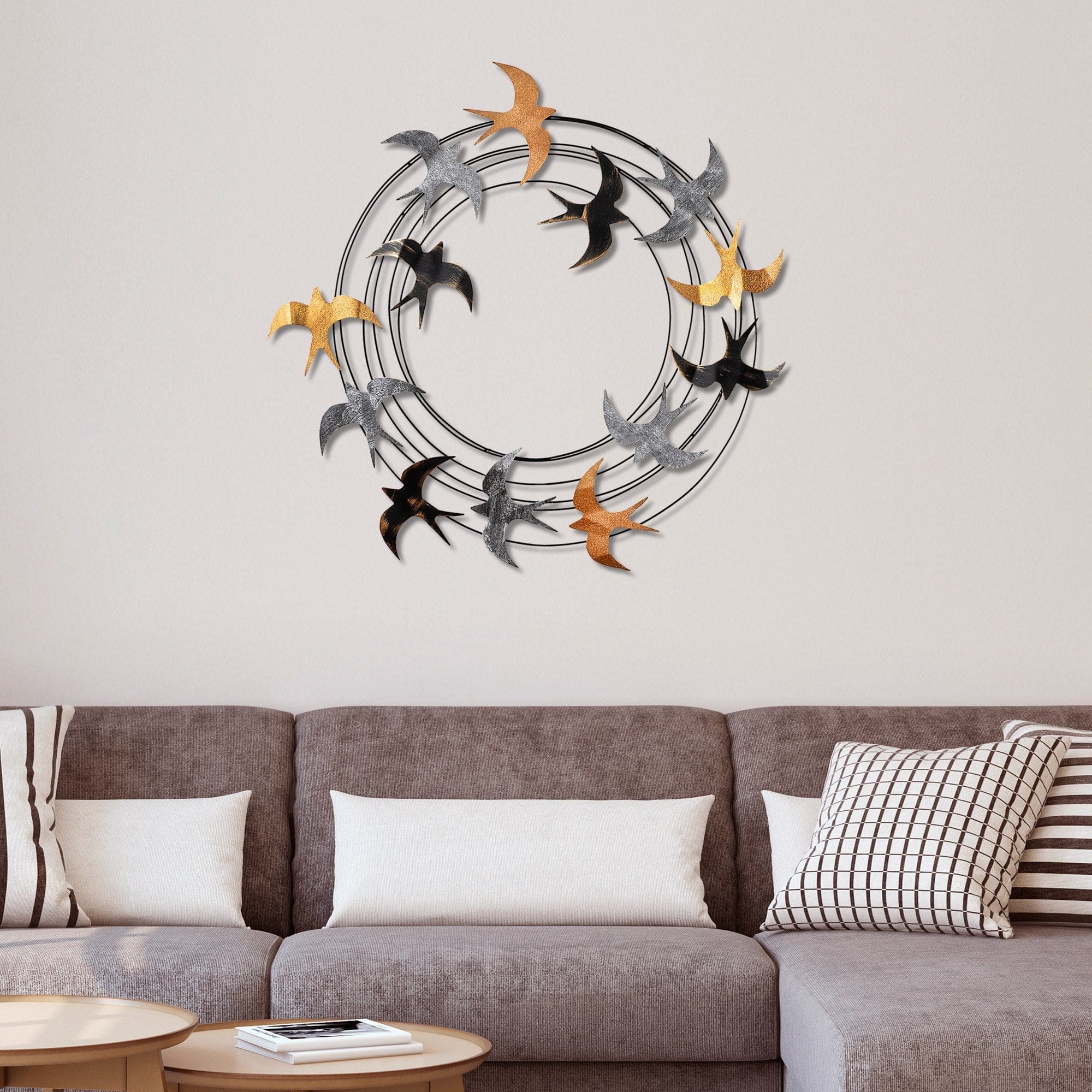 Decoratiune perete SPIRAL FLOCK 6, multicolor, metal, 87x5x87 cm