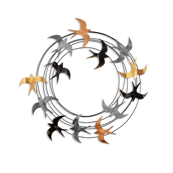 Decoratiune perete SPIRAL FLOCK 6, multicolor, metal, 87x5x87 cm