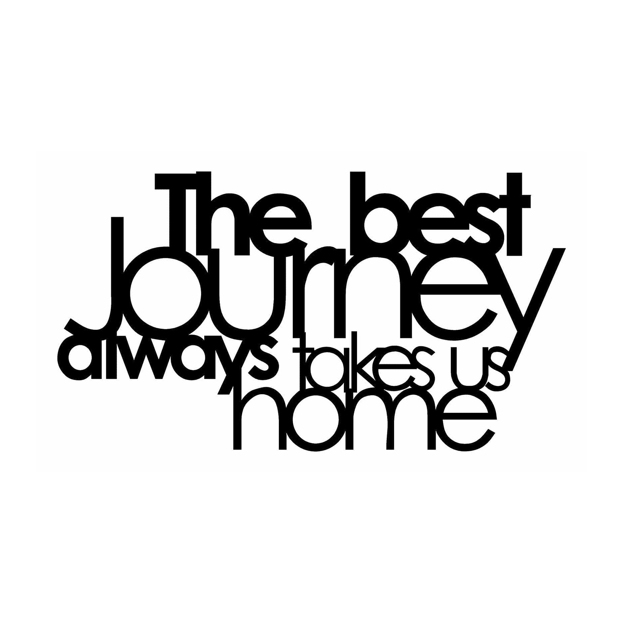 Decoratiune perete THE BEST JOURNEY ALWAYS, negru, metal, 70x40 cm