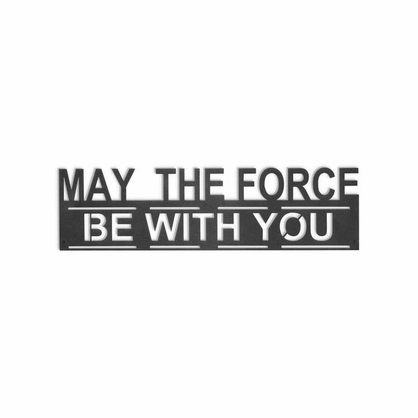 Decoratiune perete THE FORCE, gri inchis, metal, 65x20 cm
