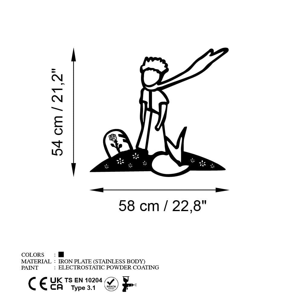 Decoratiune perete THE LITTLE PRINCE 3, negru, metal, 58x54 cm