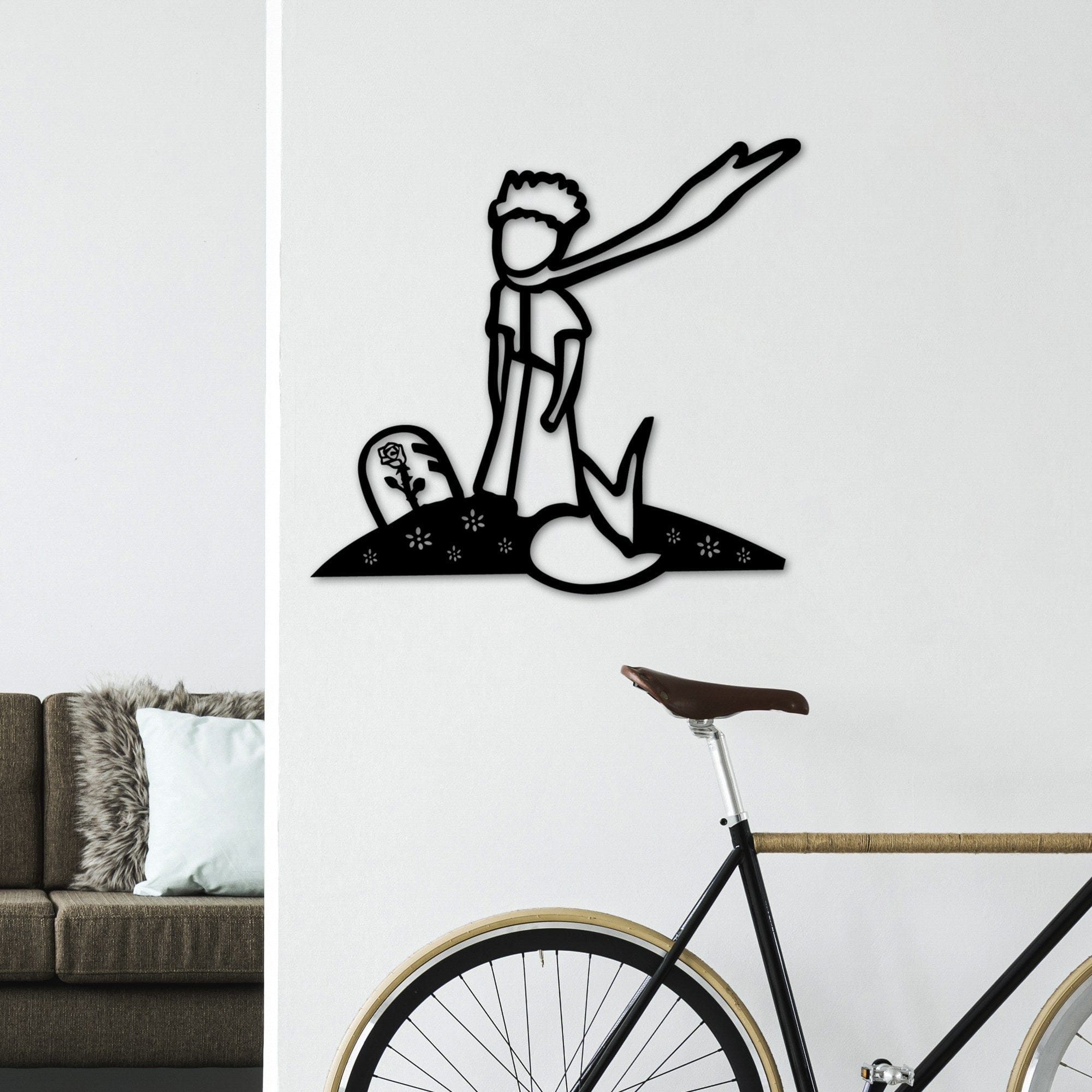 Decoratiune perete THE LITTLE PRINCE 3, negru, metal, 58x54 cm