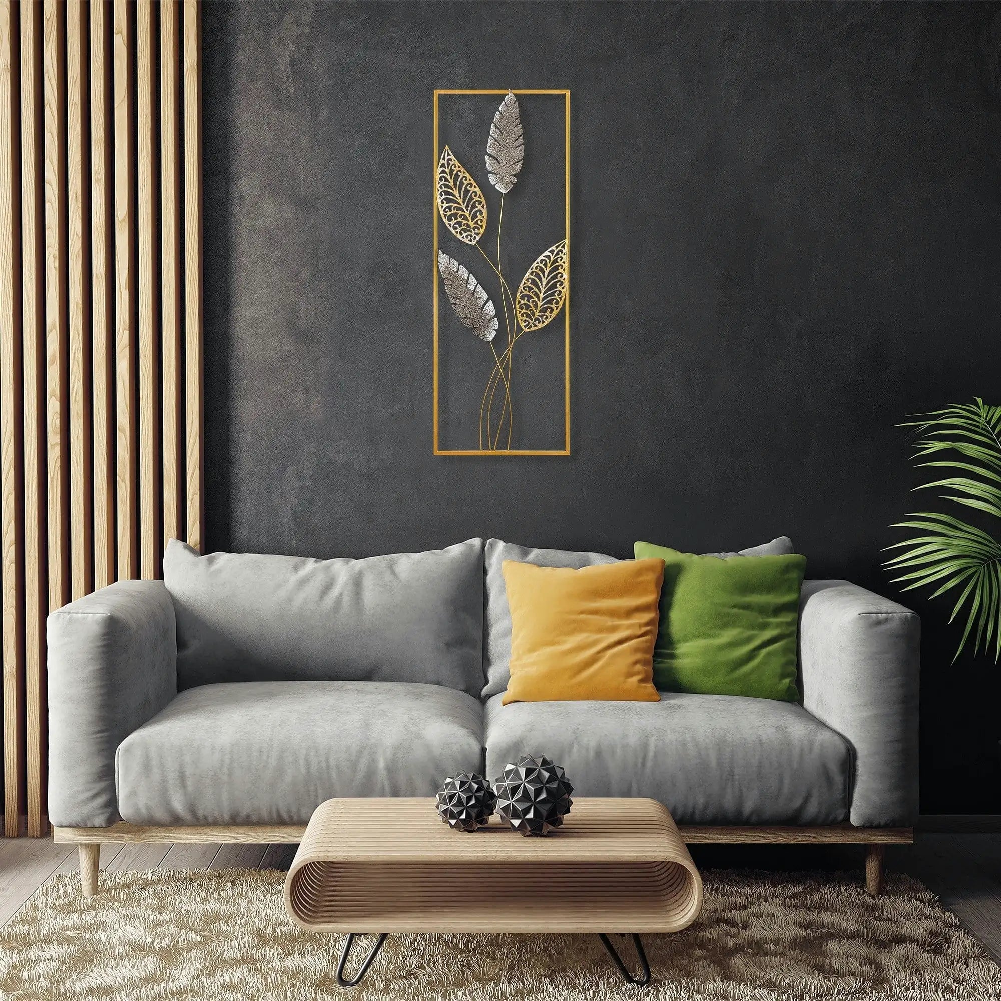 Decoratiune perete TIMEYI, auriu, metal, 32x5x90 cm