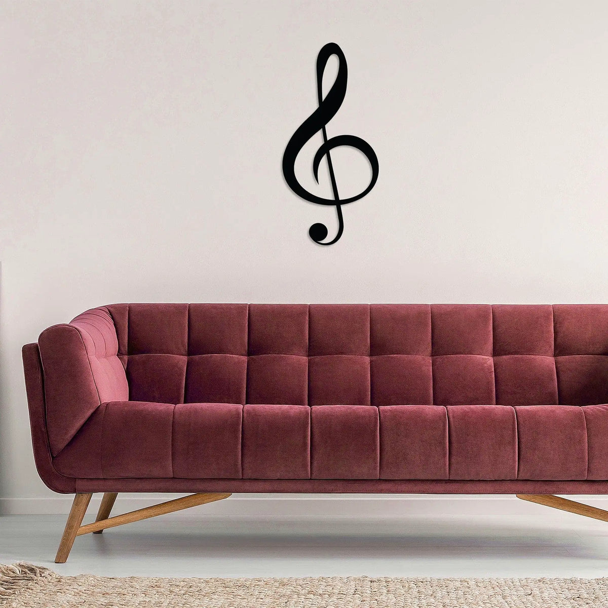 Decoratiune perete TREBLE CLEF, negru, metal, 28x59 cm