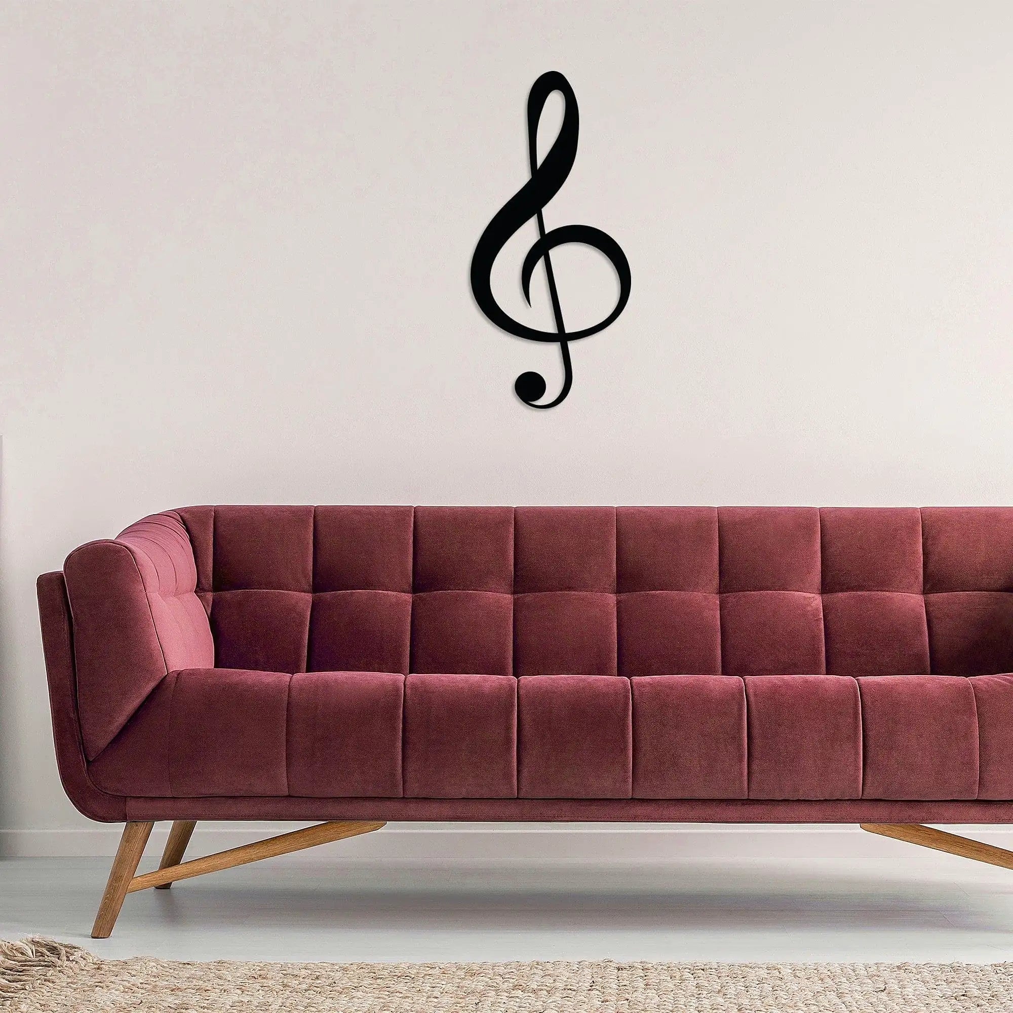 Decoratiune perete TREBLE CLEF, negru, metal, 28x59 cm
