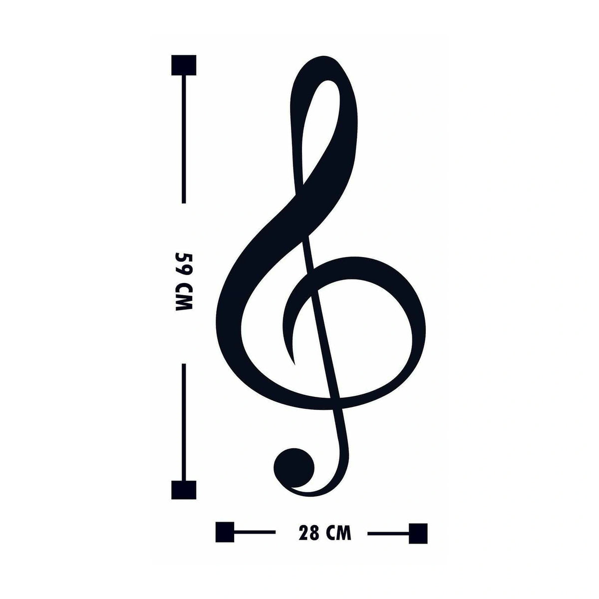 Decoratiune perete TREBLE CLEF, negru, metal, 28x59 cm