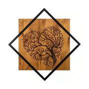 Decoratiune perete TREE 2, nuc/negru, lemn/metal, 54x54 cm