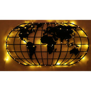 Decoratiune perete WORLD MAP GLOBE, negru, metal, 120x60 cm