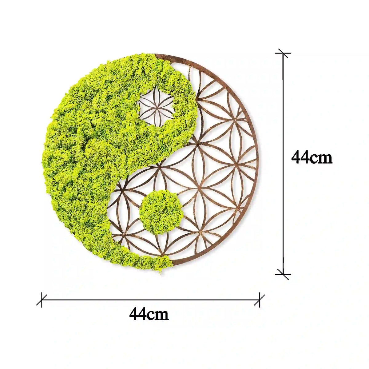 Decoratiune perete YIN YANG, verde/maro, 44x1x44 cm