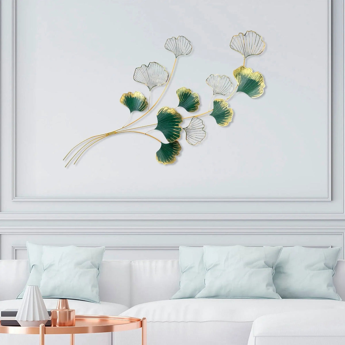 Decoratiune perete YIWU, verde/auriu, metal, 120x4x100 cm