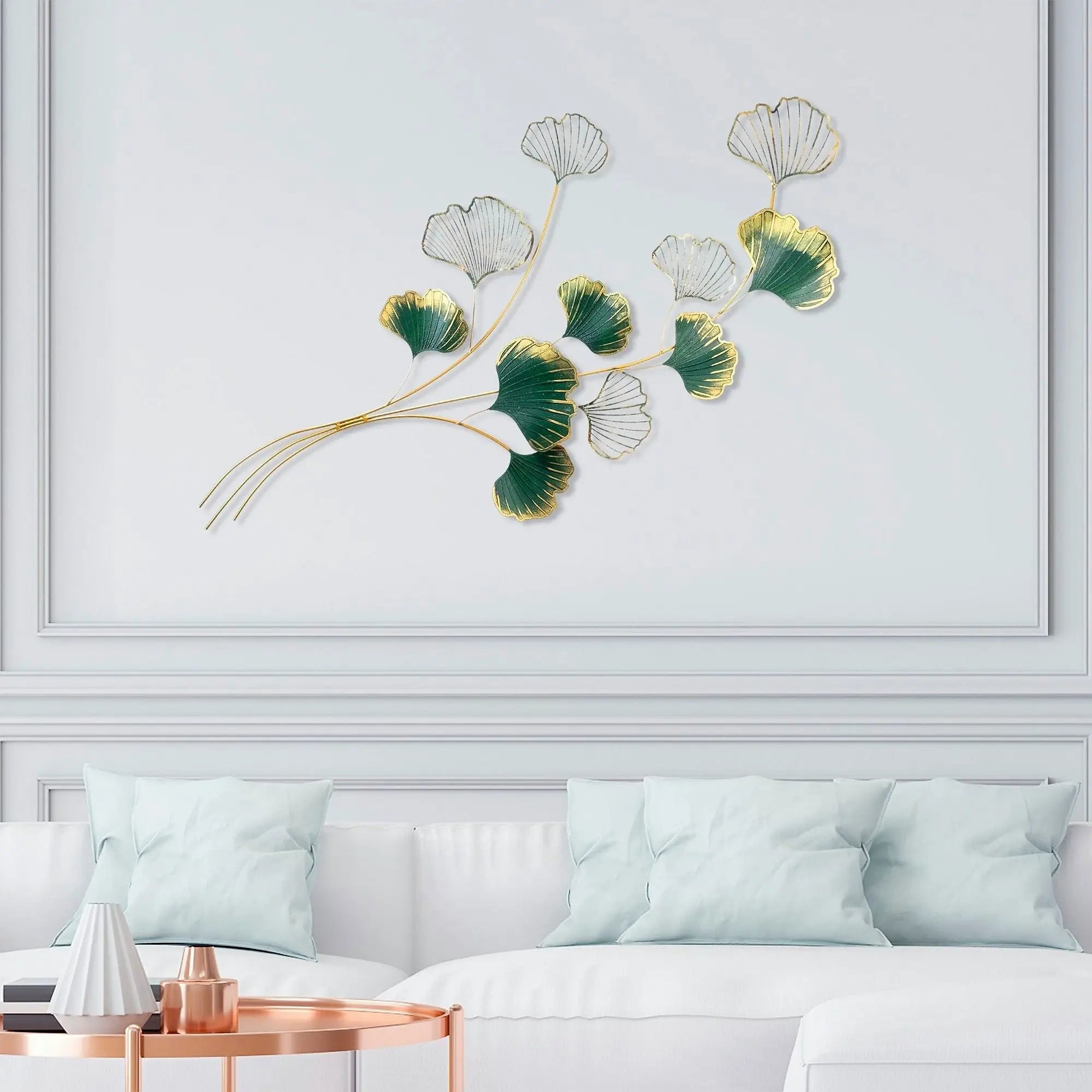 Decoratiune perete YIWU, verde/auriu, metal, 120x4x100 cm