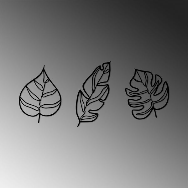 Decoratiuni perete LEAVES-485, negru, metal