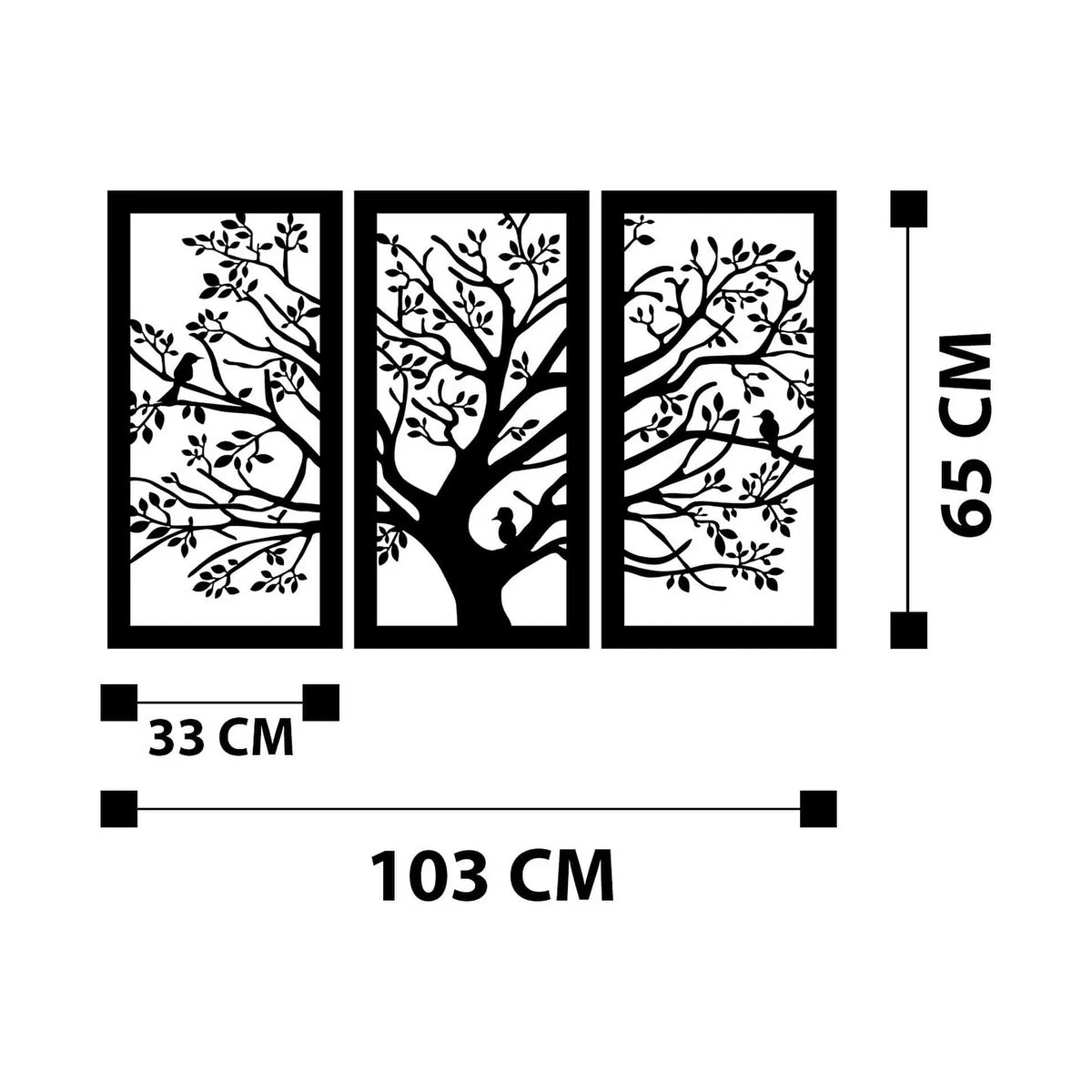 Decoratiuni perete - M124, negru, metal, 103x65 cm
