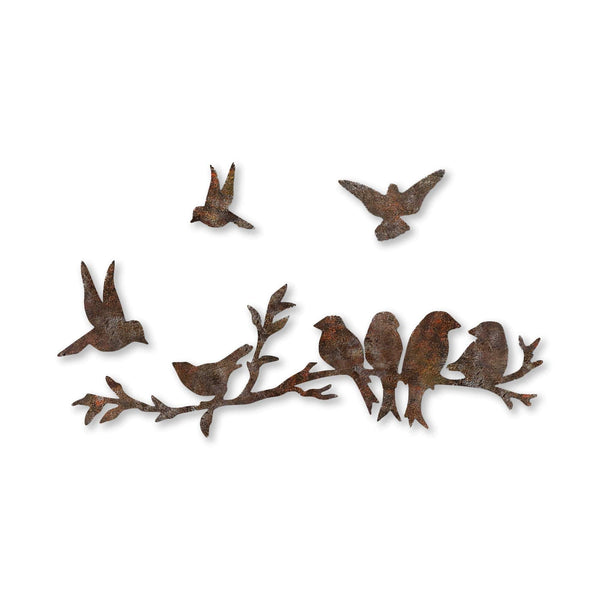 Decoratiuni perete RUSTY BIRDS 2, maro, metal, 68x22 cm