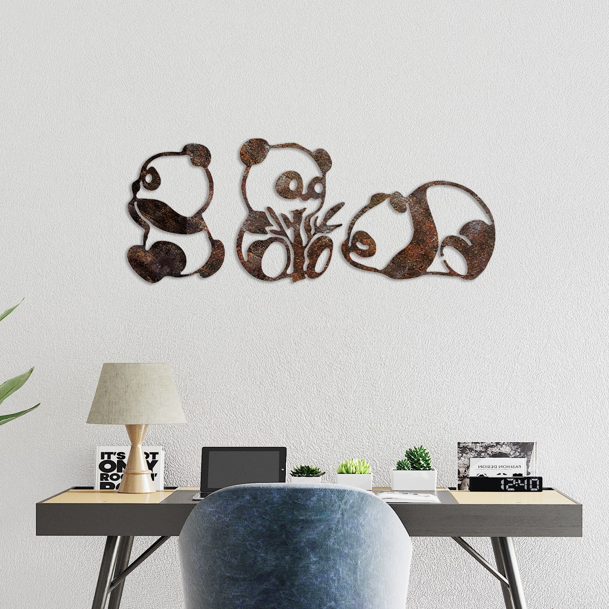 Decoratiuni perete RUSTY PANDA, maro, metal