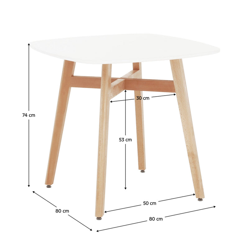 Masa DEJAN 3 NEW, alb/stejar natural, 80x80x74 cm