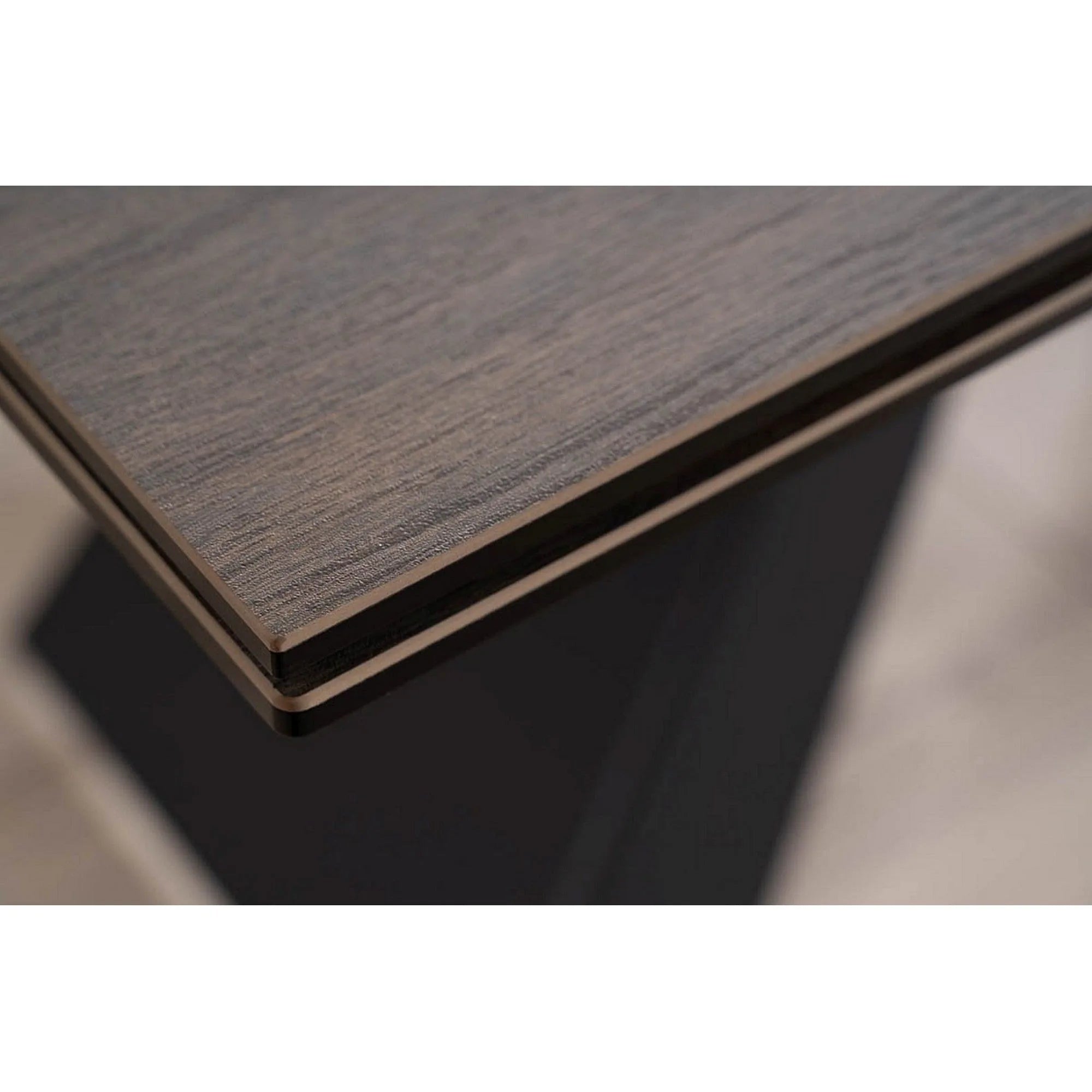Masa extensibila WESTIN CERAMIC, maro/negru mat, sticla securizata/metal, 160-240x90x77 cm