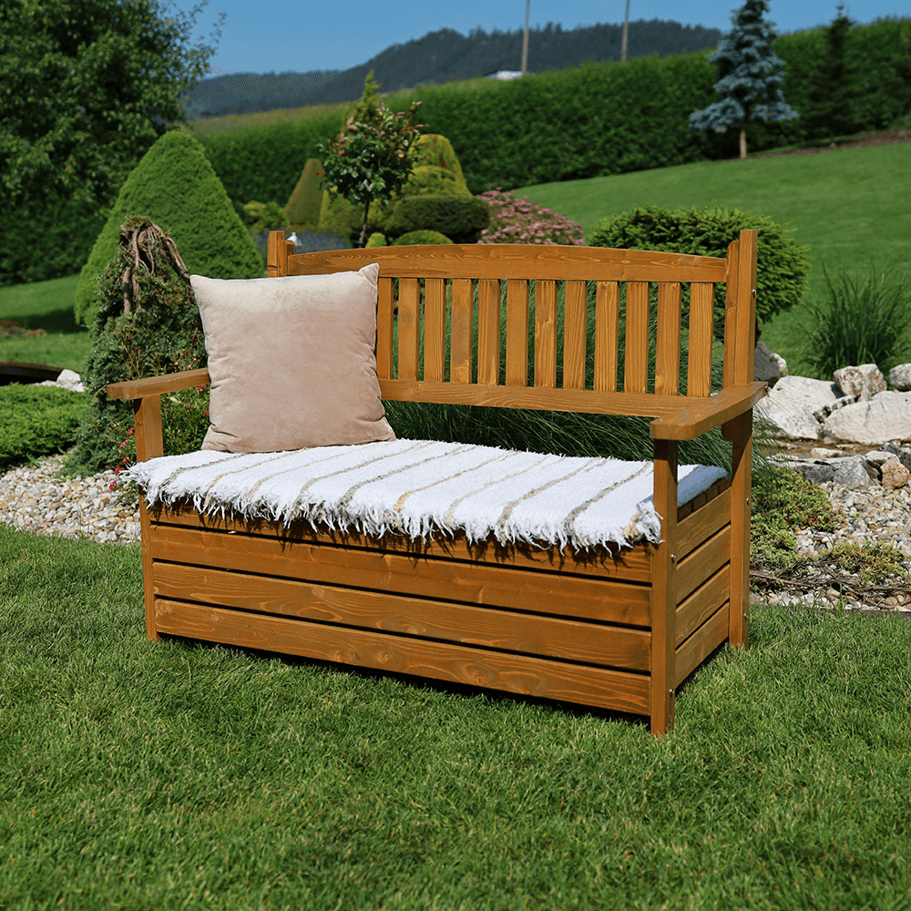 Banca gradina DILKA, lemn, stejar inchis, 124x58x88 cm