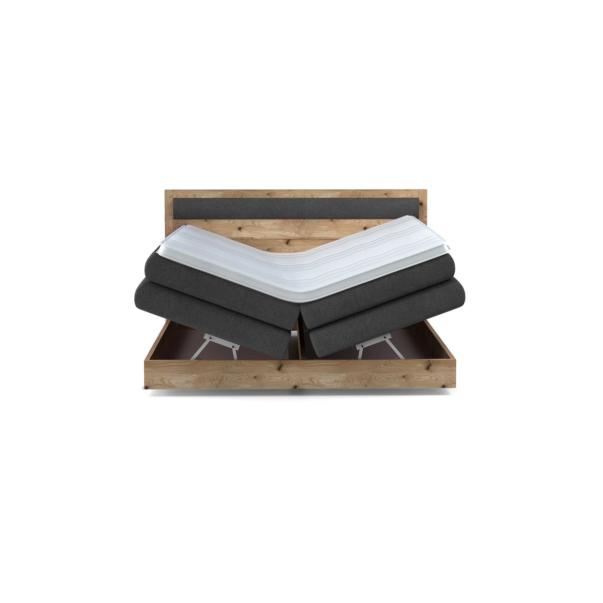 Pat boxspring DIORI 160x200, personalizabil materiale gama Premium, cu saltea, topper si lada pentru depozitare