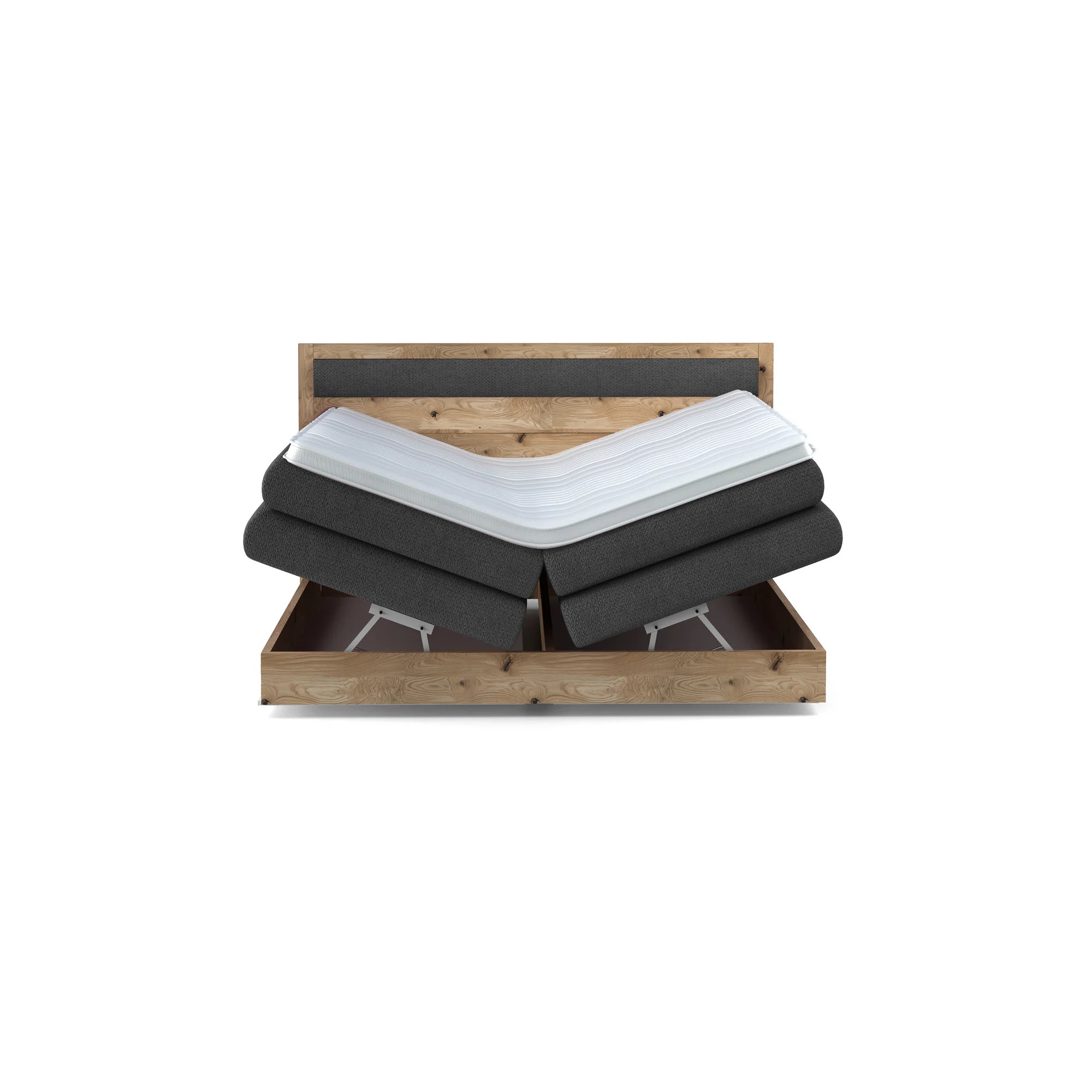 Pat boxspring DIORI 160x200, personalizabil materiale gama Premium, cu saltea, topper si lada pentru depozitare