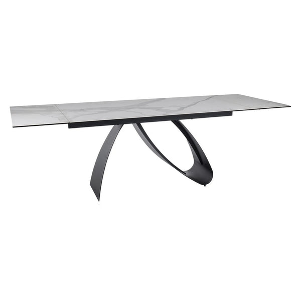 Masa extensibila DIUNA, alb/negru, sticla securizata/ceramica/metal, 160/240x90x77 cm