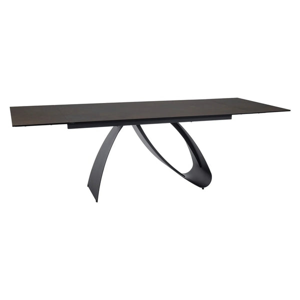 Masa extensibila DIUNA, maro/negru, sticla securizata/ceramica/metal, 160/240x90x77 cm
