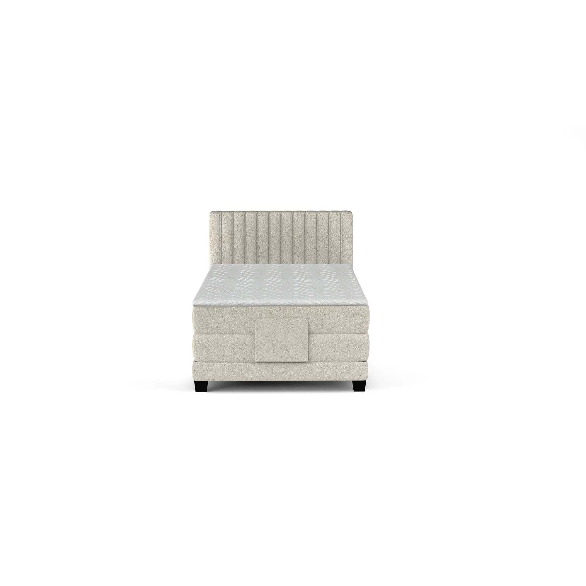 Pat boxspring DIXON 120x200, personalizabil materiale gama Oferta Avantaj, cu mecanism electric, saltele si topper