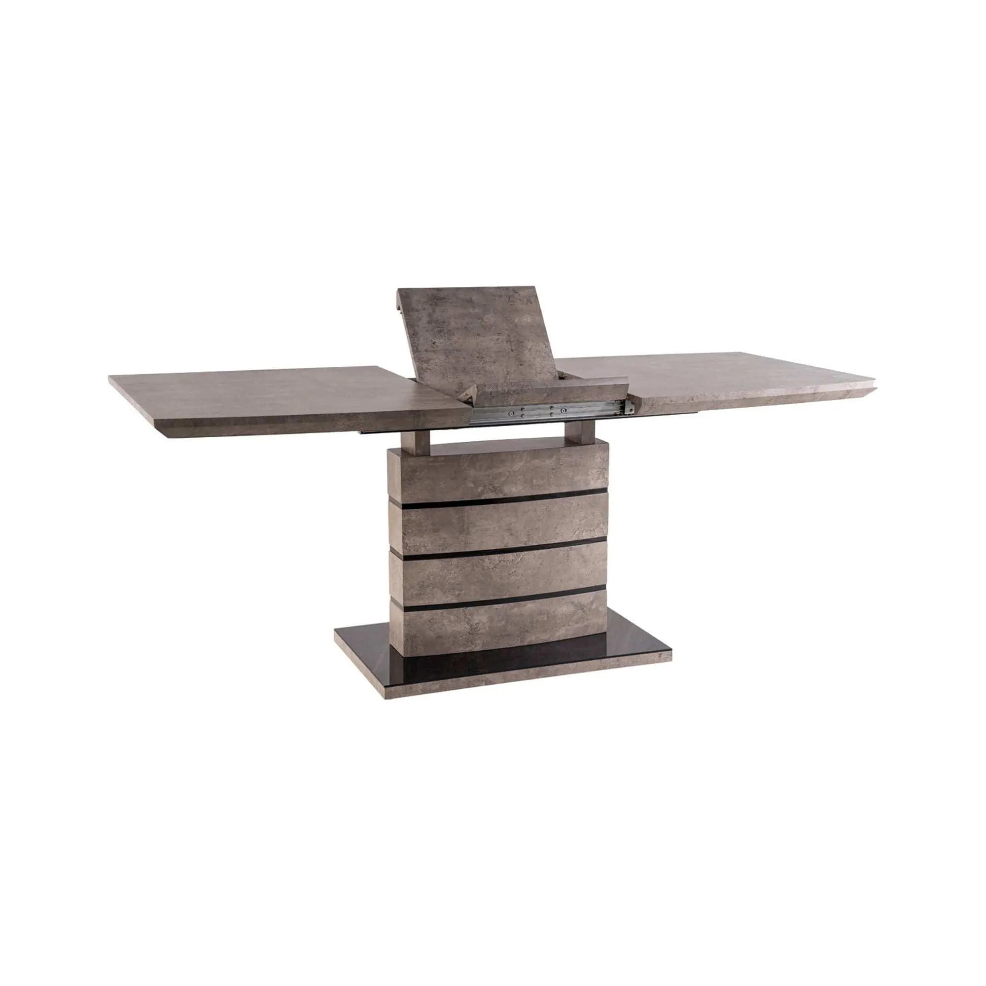 Masa extensibila LEONARDO, gri beton/negru, 140/180x80x76 cm