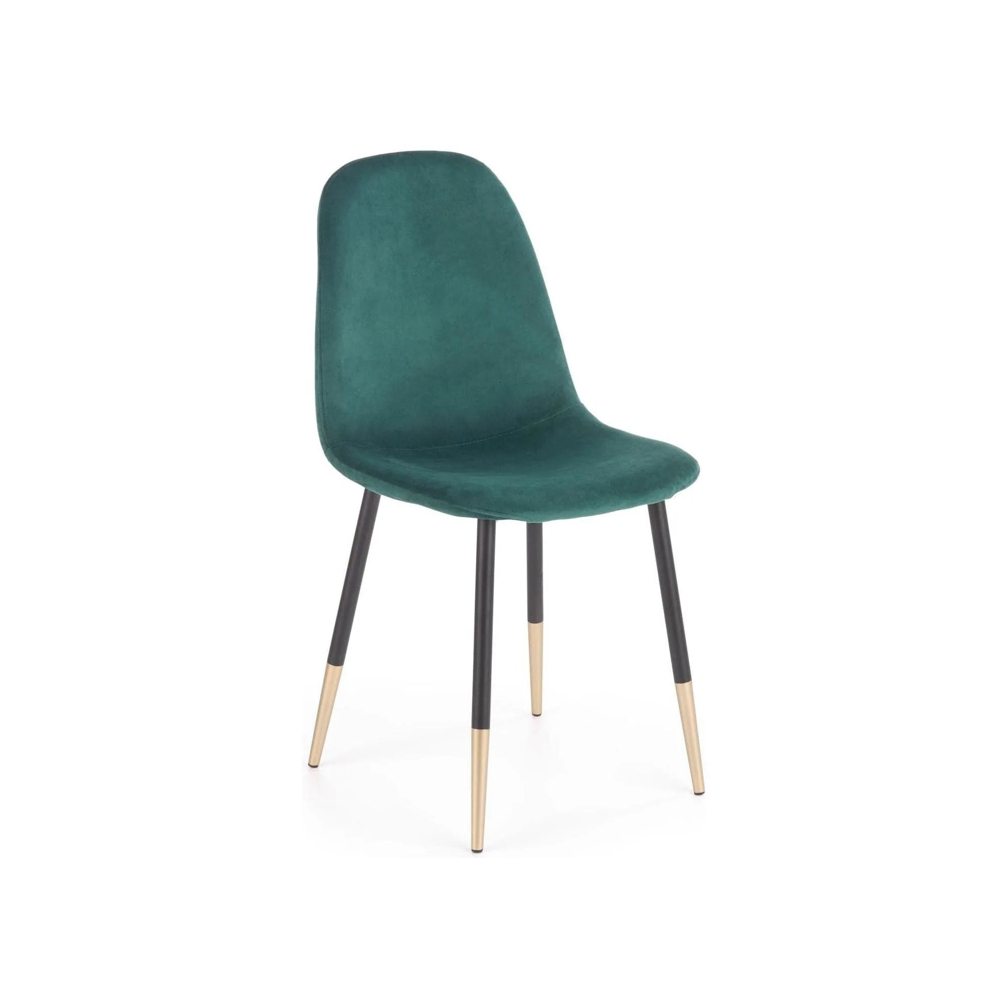 Scaun tapitat K379, verde/negru, stofa catifelata/metal, 45x48x88 cm