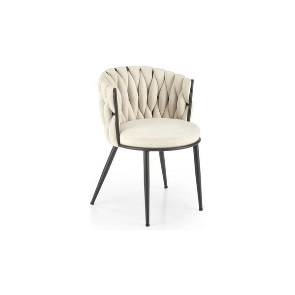 Scaun tapitat K516, bej/negru, stofa clasica/otel, 57x60x79 cm