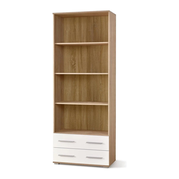 Biblioteca LIMA, alb/stejar sonoma, PAL laminat, 77x40x200 cm