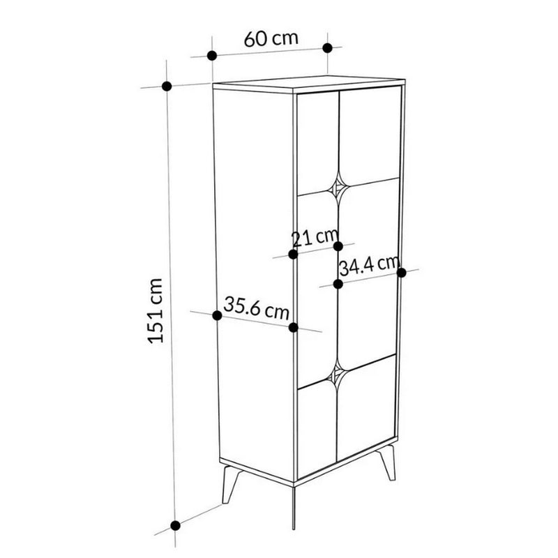 Dulap Spark, alb/negru cu imprimeu marmura, PAL melaminat, 60x36x151 cm