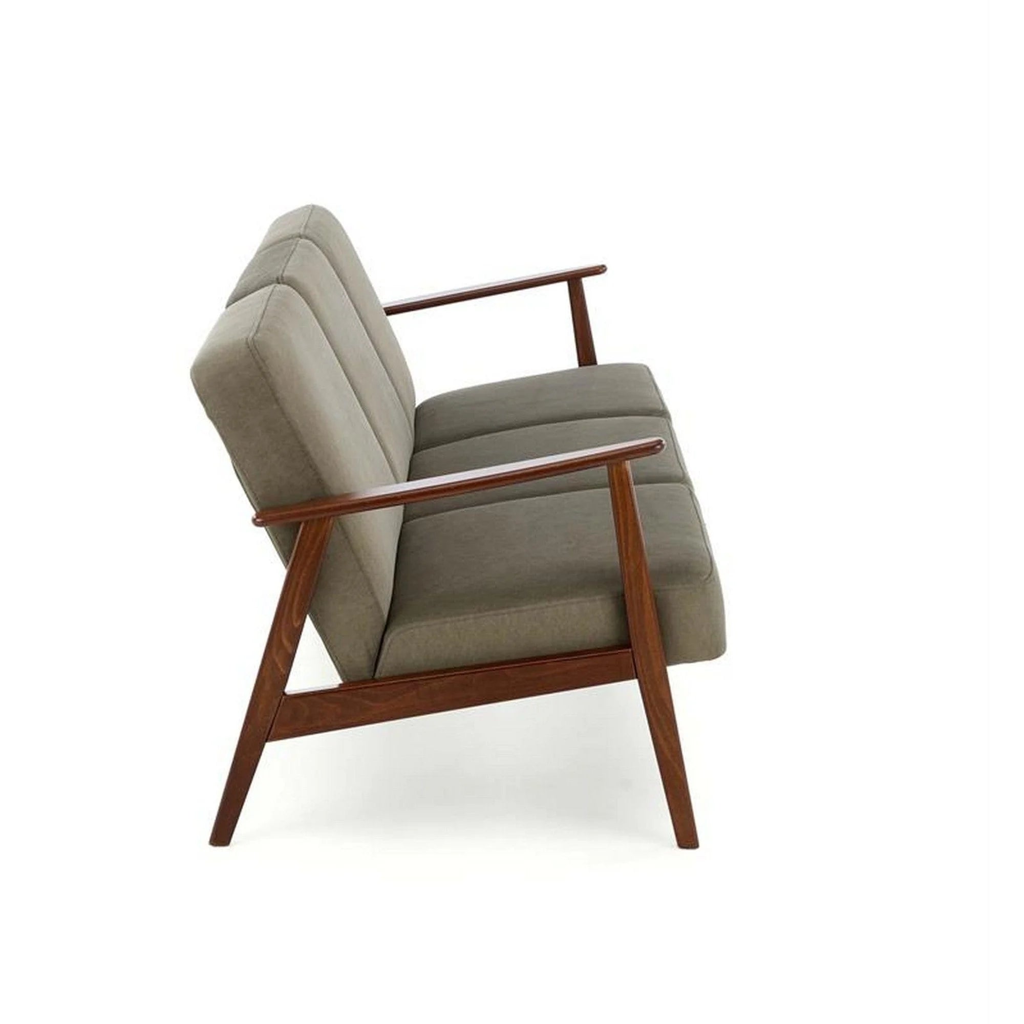 Canapea MILANO 3S, verde olive/nuc, stofa clasica/lemn, 175x77x77 cm