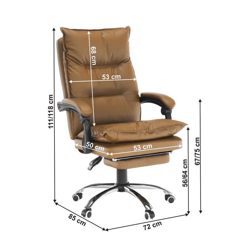 Scaun birou DRAKE, maro/crom, piele ecologica/metal, 72x85x111/118 cm