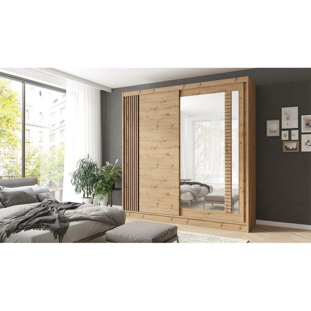 Dressing ARTIZ, stejar artisan, PAL, cu 2 usi, 200x59x215 cm